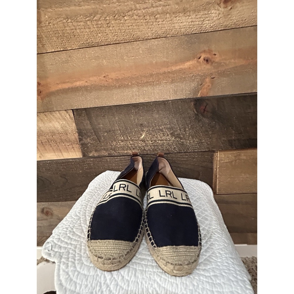 Lauren Ralph Lauren Shoe Women 8 Blue Canvas Caylee Slip On Espadrille Preppy